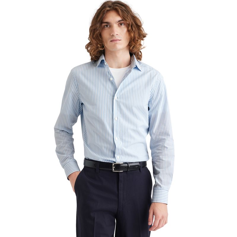 DOCKERS - Camisa Hombre Crafted Slim Fit Celeste Dockers