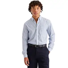 DOCKERS - Camisa Hombre LS Stain Defender Classic Fit Celeste