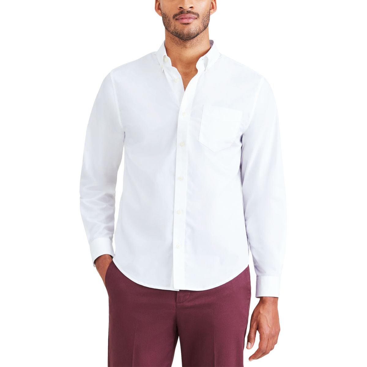 DOCKERS - Camisa Hombre Sig Stain Defender Classic Fit Blanco Dockers