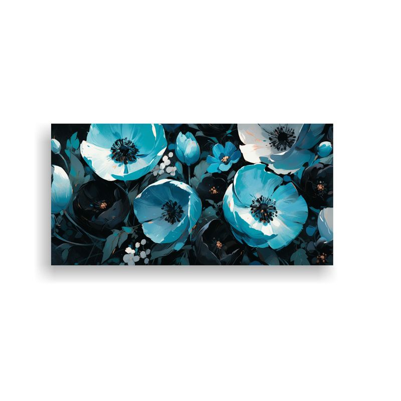 GENERICO - Pintura De Flores En Lienzo Duradera En Colores Turquesa Y N 160x80cm