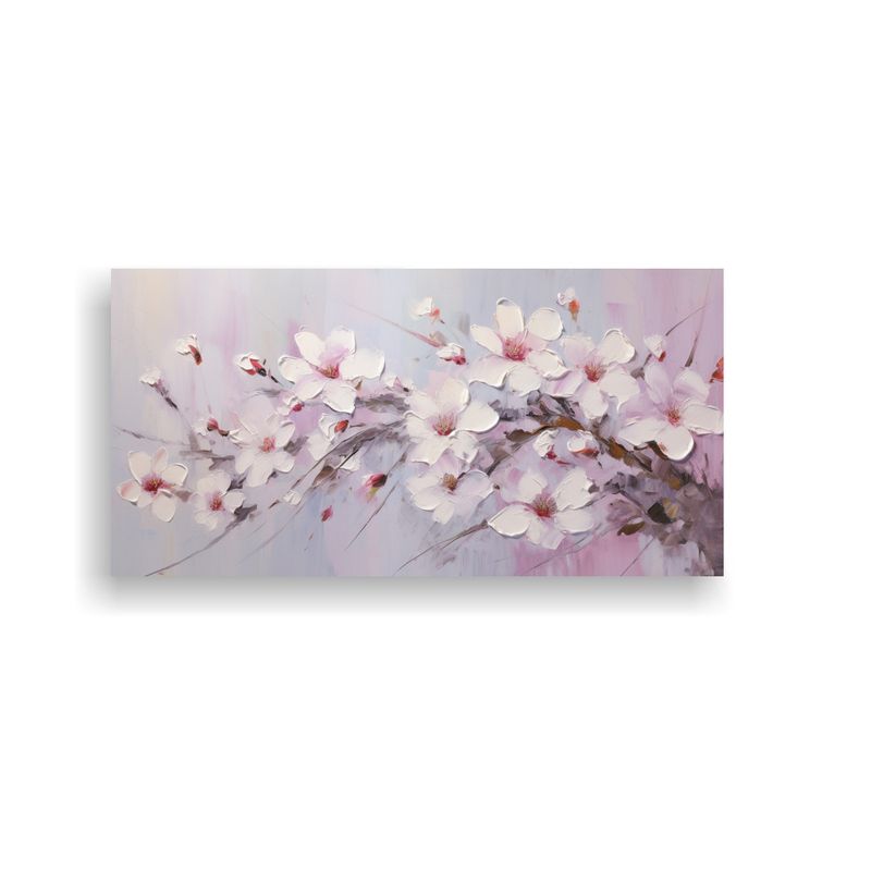 GENERICO - Cuadro Moderno Refinado Con Flores Blancas Y Rosadas En Lien 160x80cm