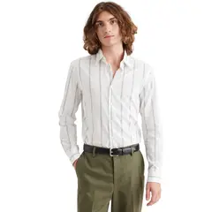 DOCKERS - Camisa Hombre Refined Poplin Slim Fit Blanco Rayas