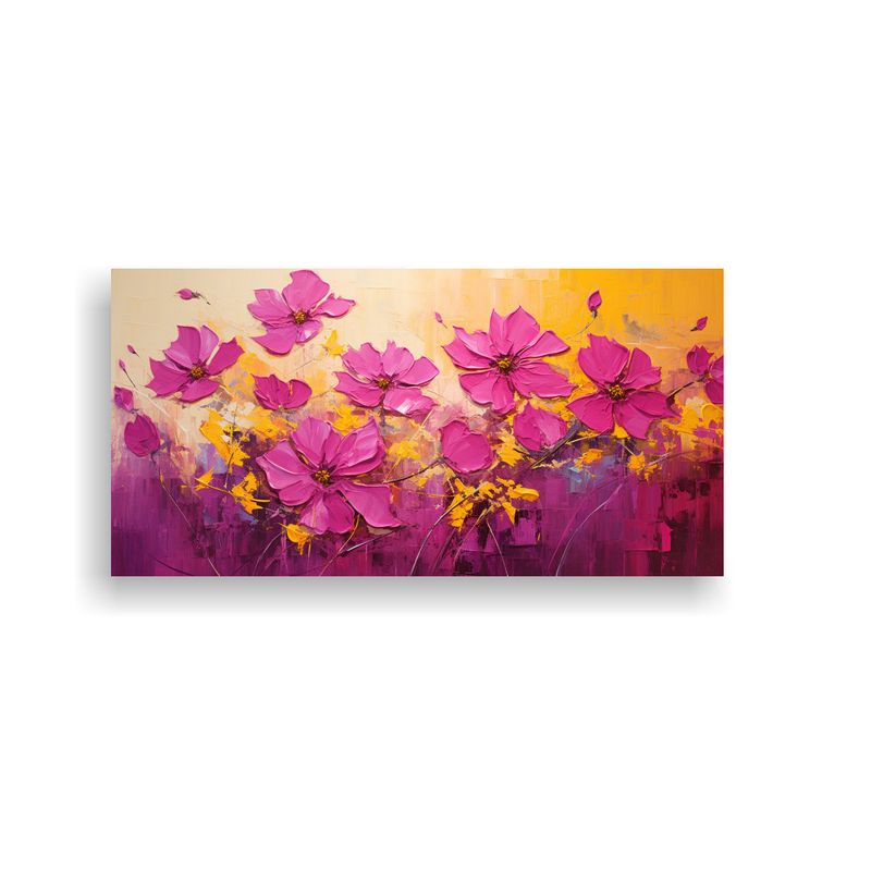 GENERICO - Pintura En Lienzo Alegría De Flores Amarillas Y Magenta En  160x80cm