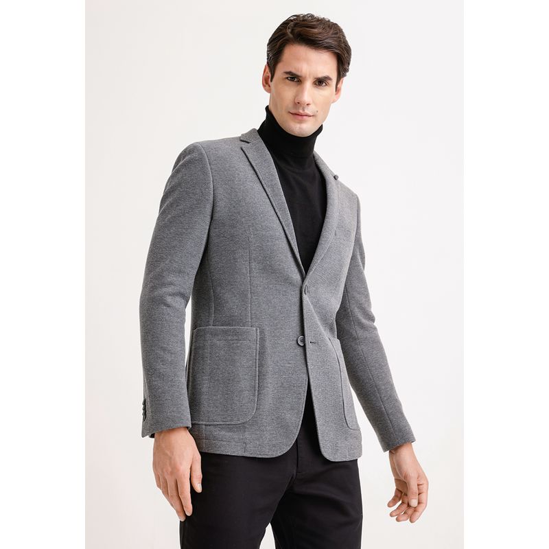 PERRY ELLIS - Chaqueta Hombre Casual Knit Gris Perry Ellis