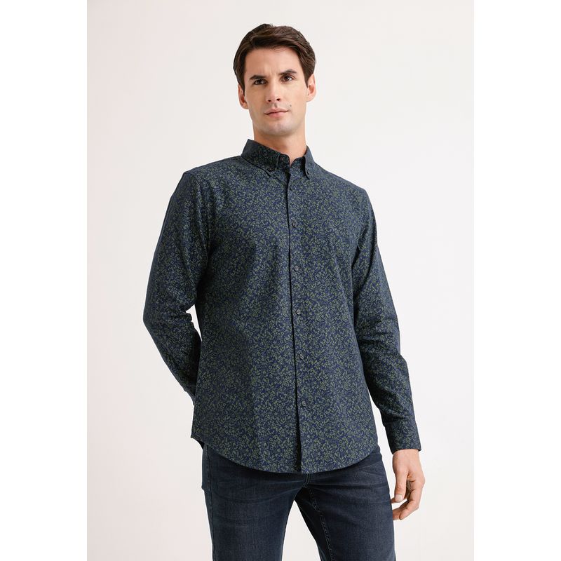 PERRY ELLIS - Camisa Hombre Manga Larga Franela Estampada Navy Perry Ellis