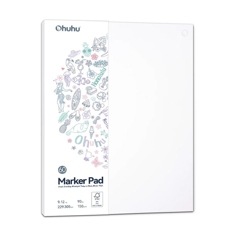 OHUHU - Ohuhu block para marcador alcohol 22.9x30.5cm,60 hojas,150g