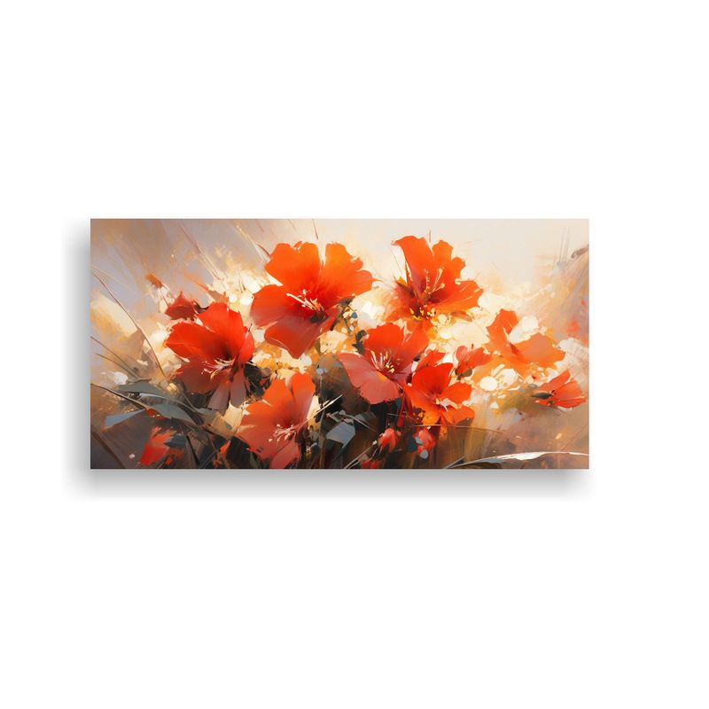 GENERICO - Pintura De Flores En Lienzo Abstracto A Red AND Gold Colors  160x80cm