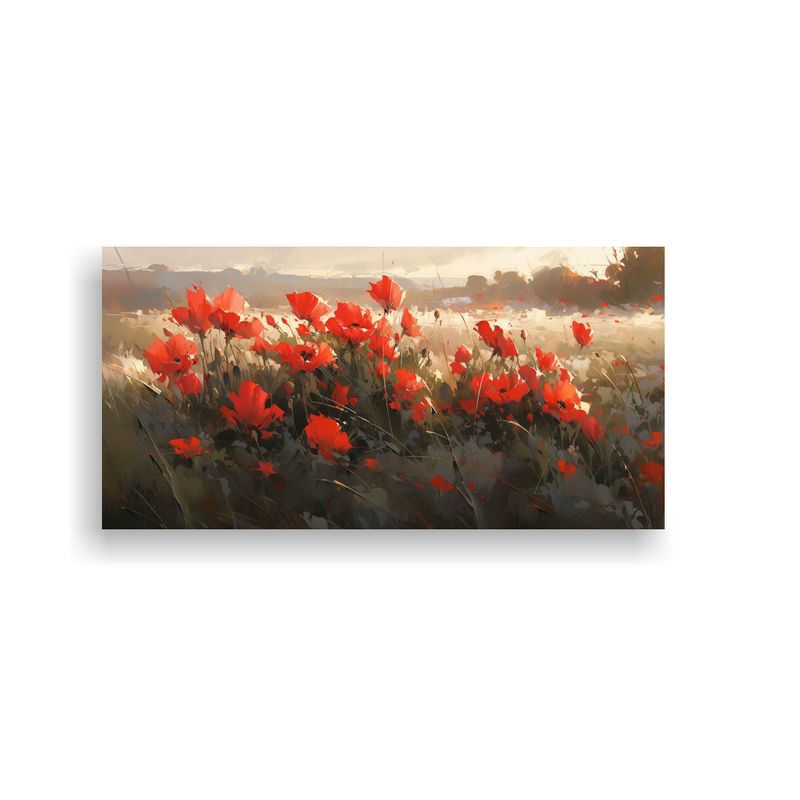 GENERICO - Pintura En Lienzo Forma Alegría A Con Flores En Colores Roj 160x80cm