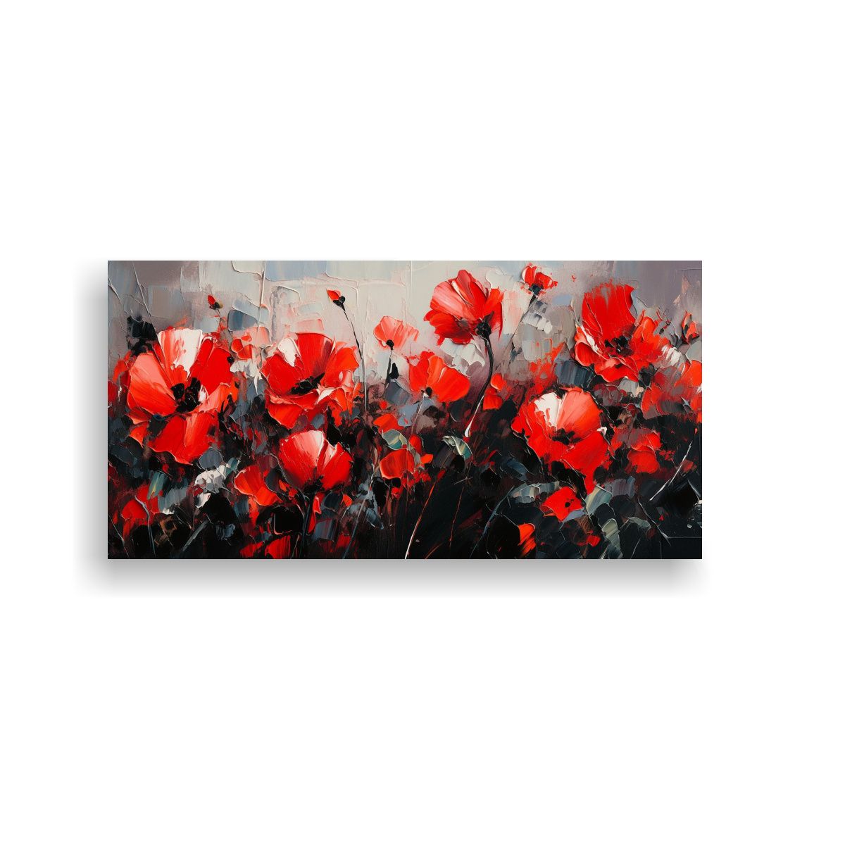 GENERICO - Lienzo De Tela Con Detalle De Flores Rojas Y Negras En La Pi 160x80cm