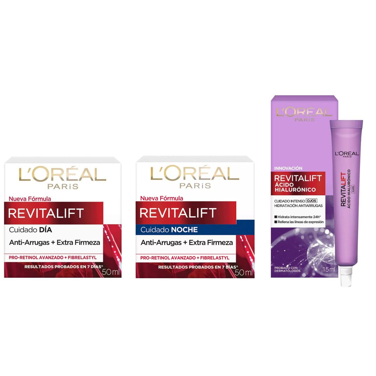 LOREAL PARIS - Pack Ojos + Dia y Noche Antiarrugas + Extra Firmeza Loreal Paris