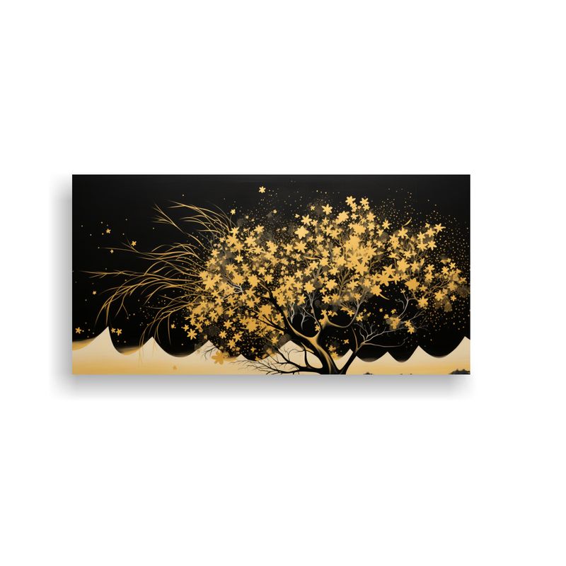 GENERICO - Pintura Decorativa De árbol De Ocotillo En Colores Oro Y Ne 160x80cm