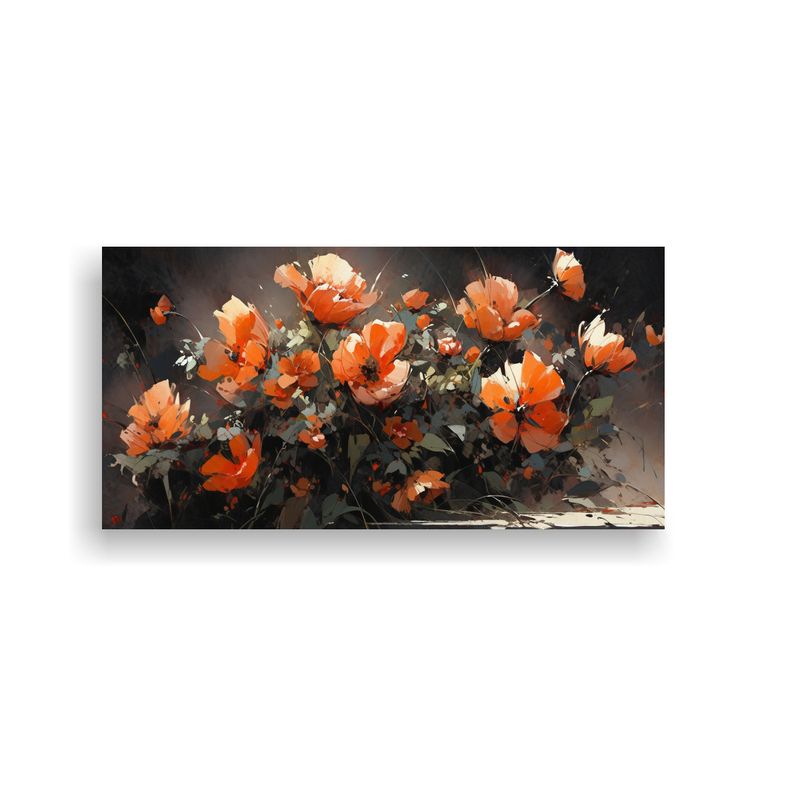 GENERICO - Arte De Pared Con Adorno De Acuarela Pintura De Flores Naran 160x80cm