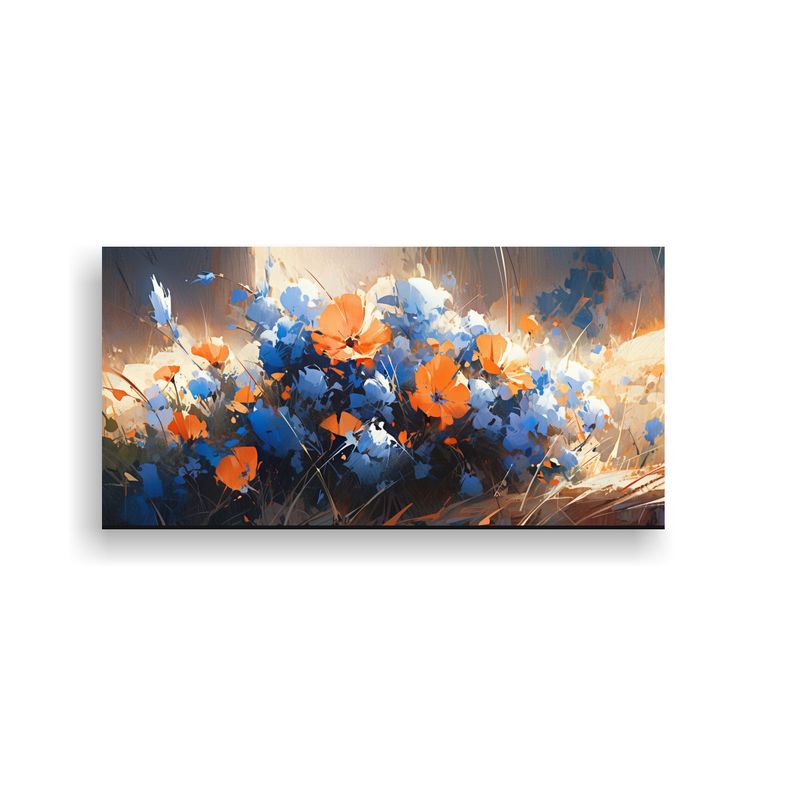 GENERICO - Pintura En Bastidor Estilo Galería: Flores En Colores Naran 160x80cm