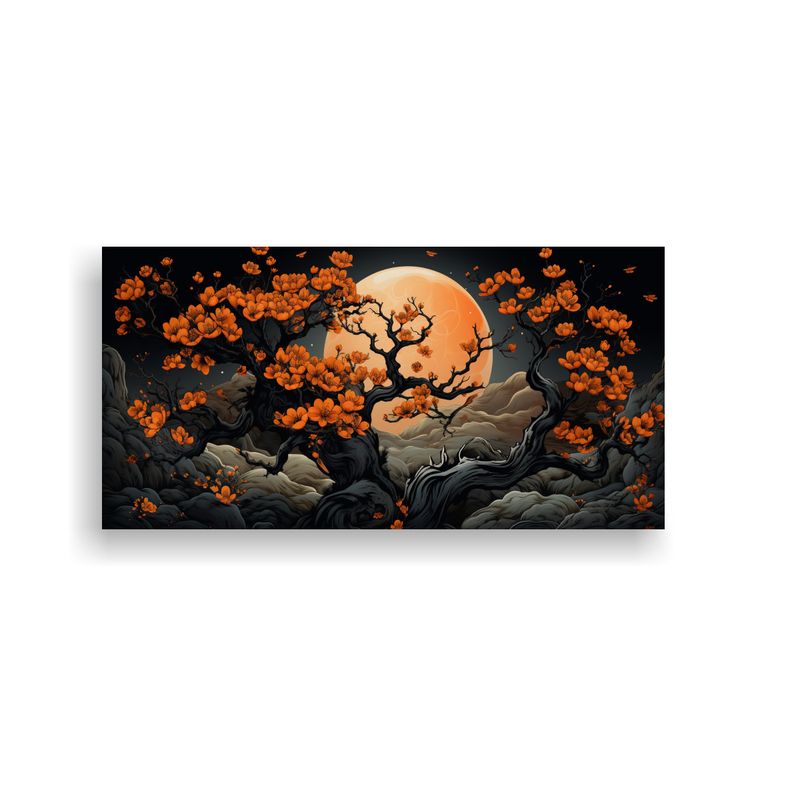 GENERICO - Cuadro Inspirador Para Comedor Con árbol Naranja En Colores 160x80cm