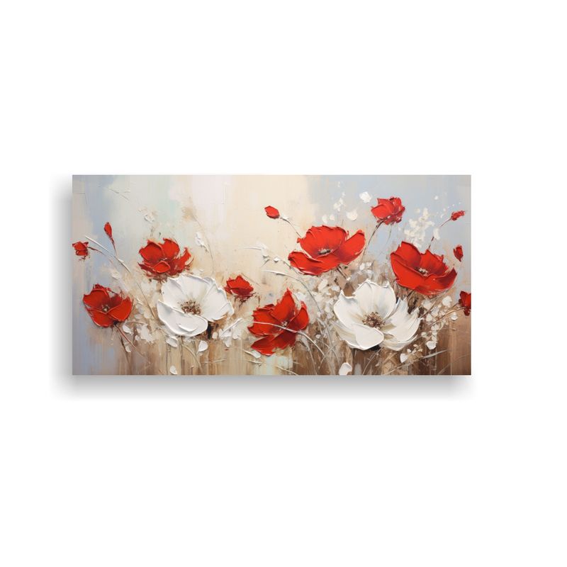 GENERICO - Pintura En Tela Canvas Motivo Flores Blancas Y Rojas En La D 80x40cm