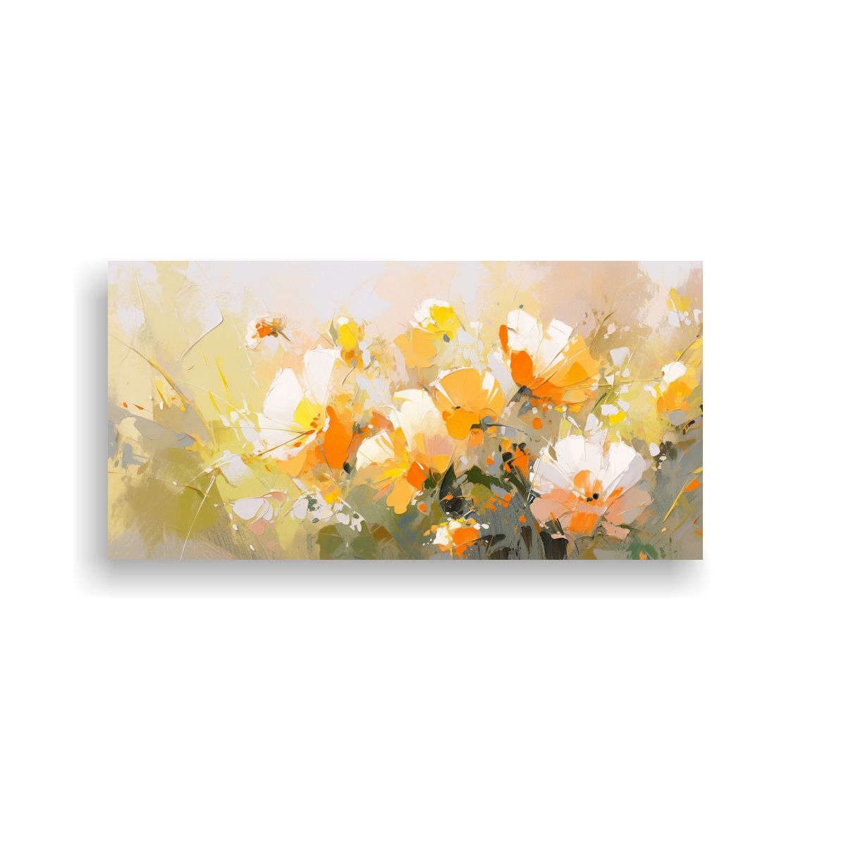GENERICO - Pintura En Lienzo De Flores Amarillas Y Naranjas Con Intensi 160x80cm.