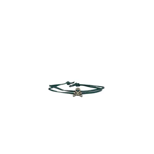SCALPERS - Pulsera Calavera Cordón Piel Navy