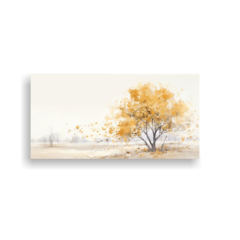 GENERICO - Pintura Abstracta Relieve árbol Blanco Y Dorado Cuadros Dec 160x80cm