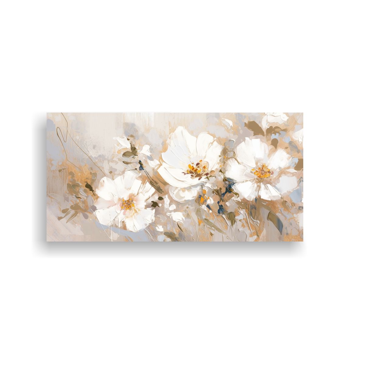 GENERICO - Lienzo De Tela Creativa Para Comedor En Blanco Y Dorado Con  160x80cm