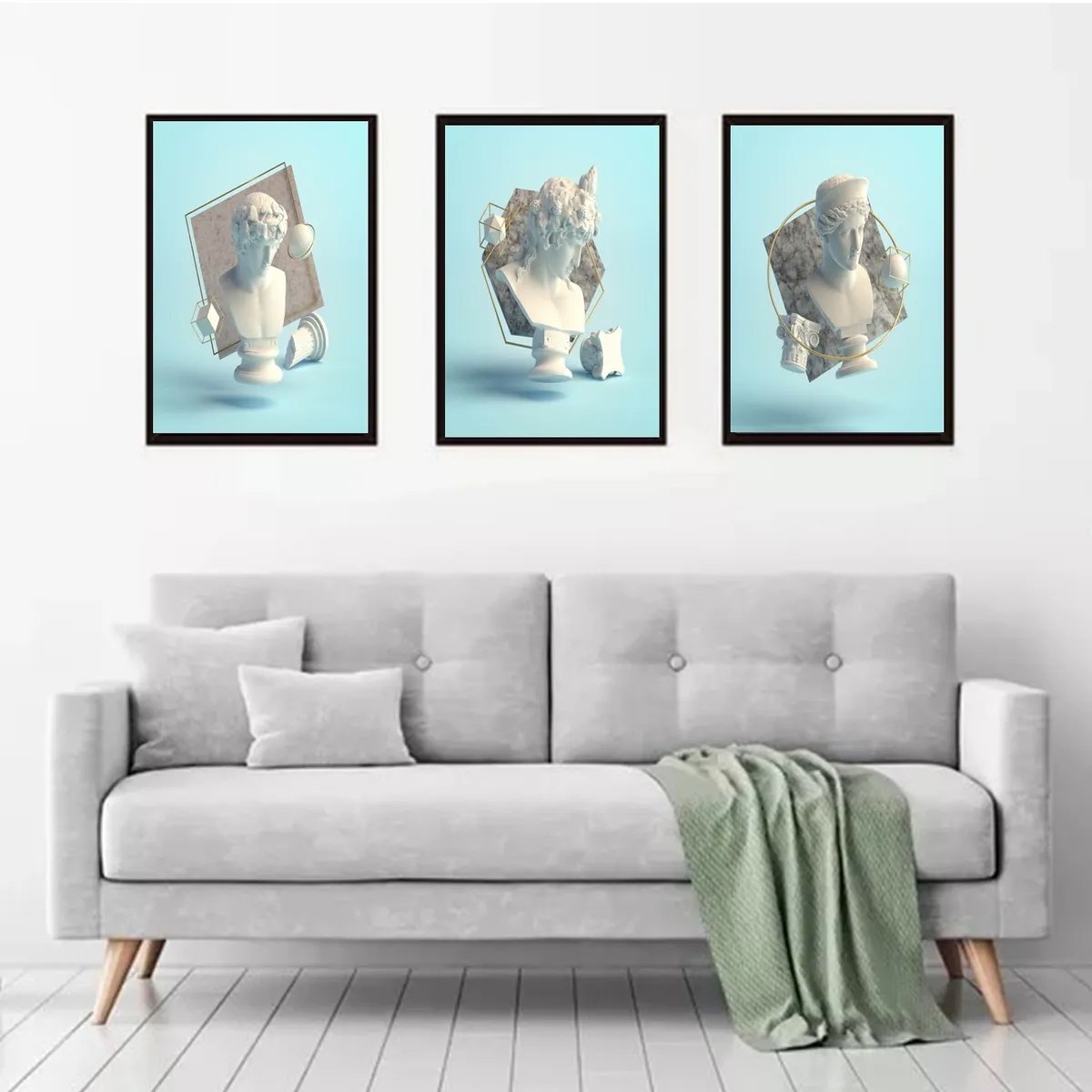 GENERICO - Cuadros Decorativos Escultura  Pack X 3 Uds. 35x50 Cm C/u