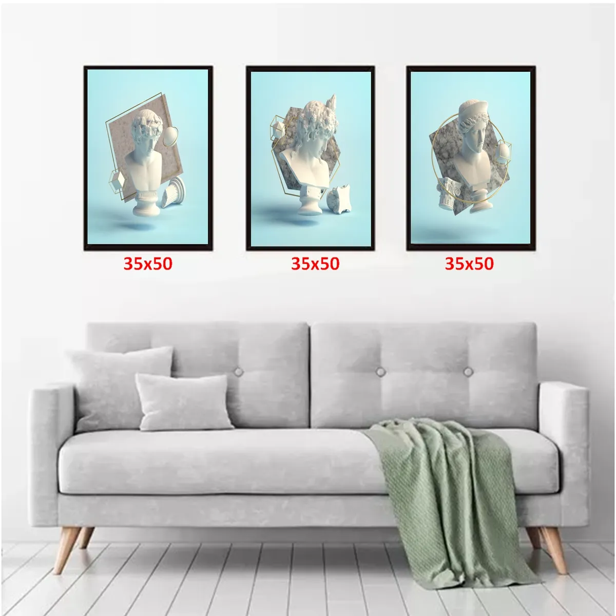 GENERICO - Cuadros Decorativos Escultura  Pack X 3 Uds. 35x50 Cm C/u