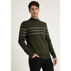 PERRY ELLIS - Sweater Hombre Cuello Alto Verde Oscuro