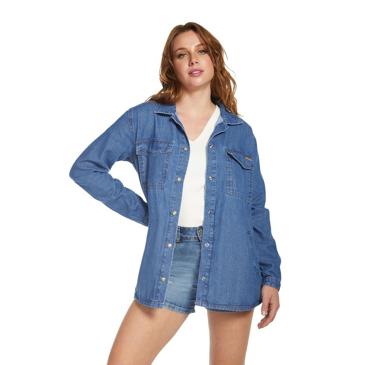 AMALIA JEANS - Sobrecamisa Mujer 4490 Celeste Amalia Jeans