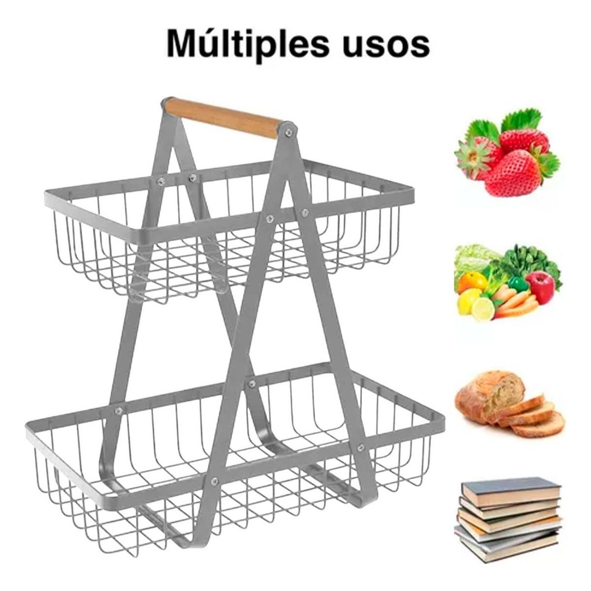 GENERICO - Rack Organizador Multiuso Y Decorativo 2 Niveles Gris