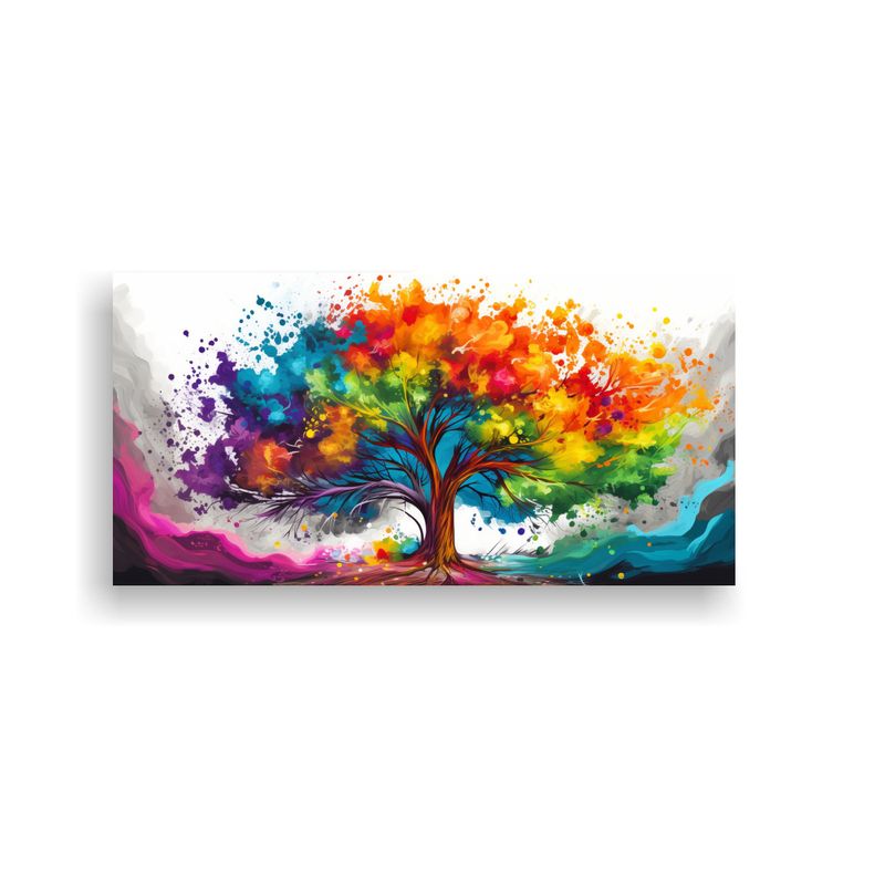 GENERICO - Cuadro Movimiento Simplicidad Arcoíris En Árbol De Álamo  160x80cm