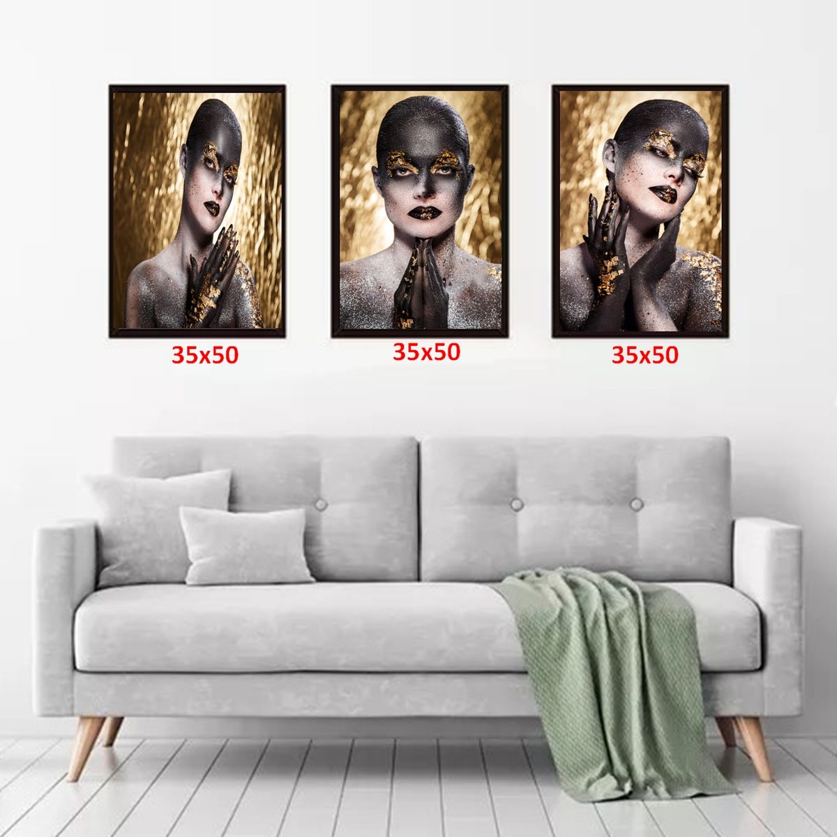 GENERICO - Cuadros Decorativos Retrato  Pack X 3 Uds. 35x50 Cm C/u