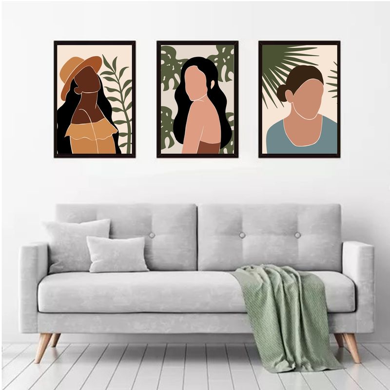 GENERICO - Cuadros Decorativos mujer  Pack X 3 Uds. 35x50 Cm C/u