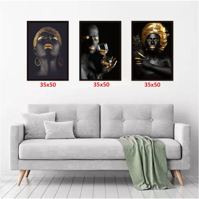 Imagen 2 del producto Cuadros Decorativos Mujer Negra Pack X 3 Uds. 35x50 Cm C/u