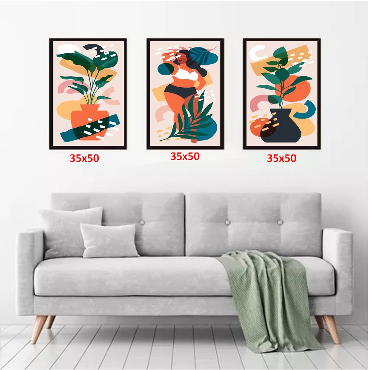 GENERICO - Cuadros Decorativos coloridos Pack X 3 Uds. 35x50 Cm C/u