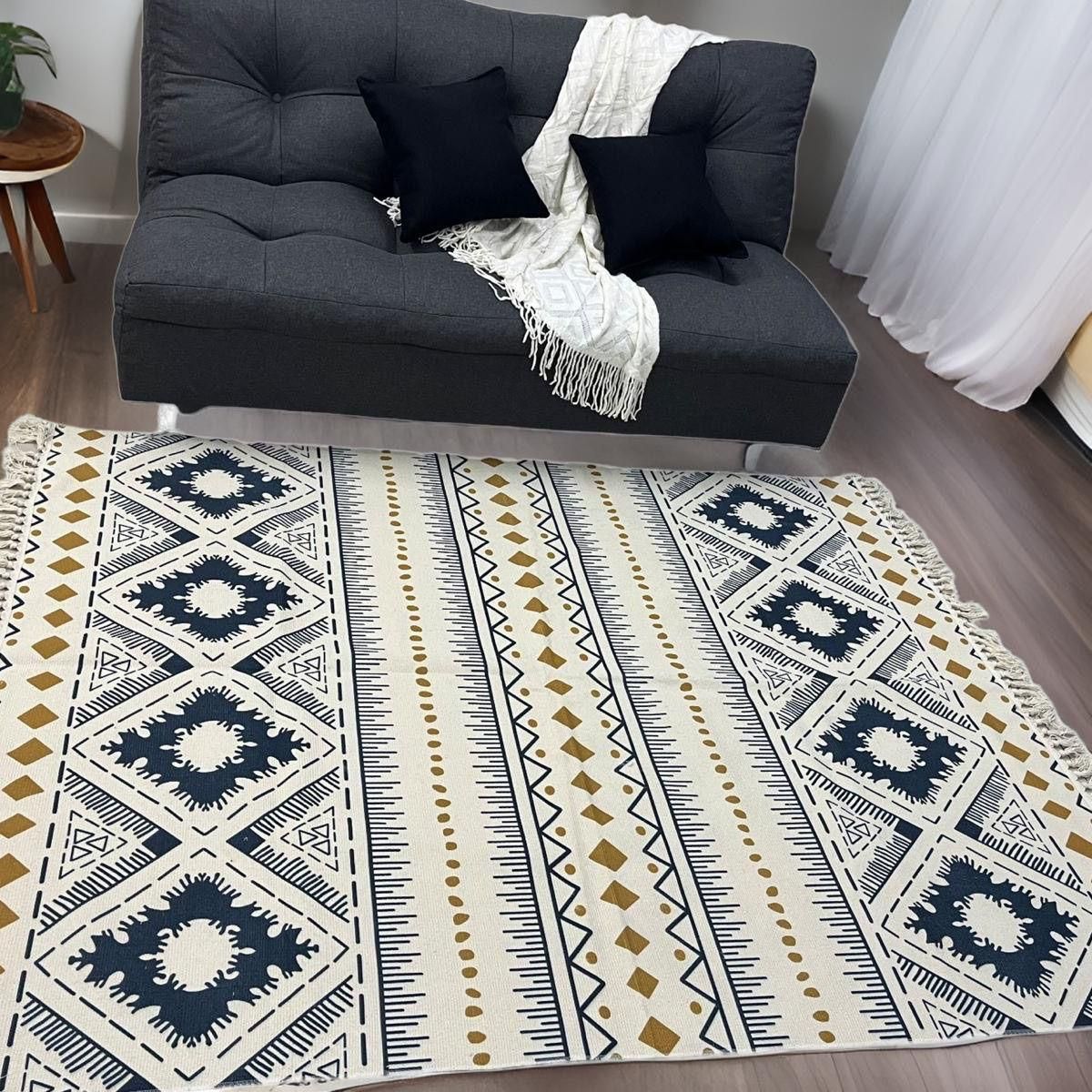 DIANA - ALFOMBRA DE ALGODON Y LINO CON DISEÑO NORDICO VINTAGE 160cm x 200cm