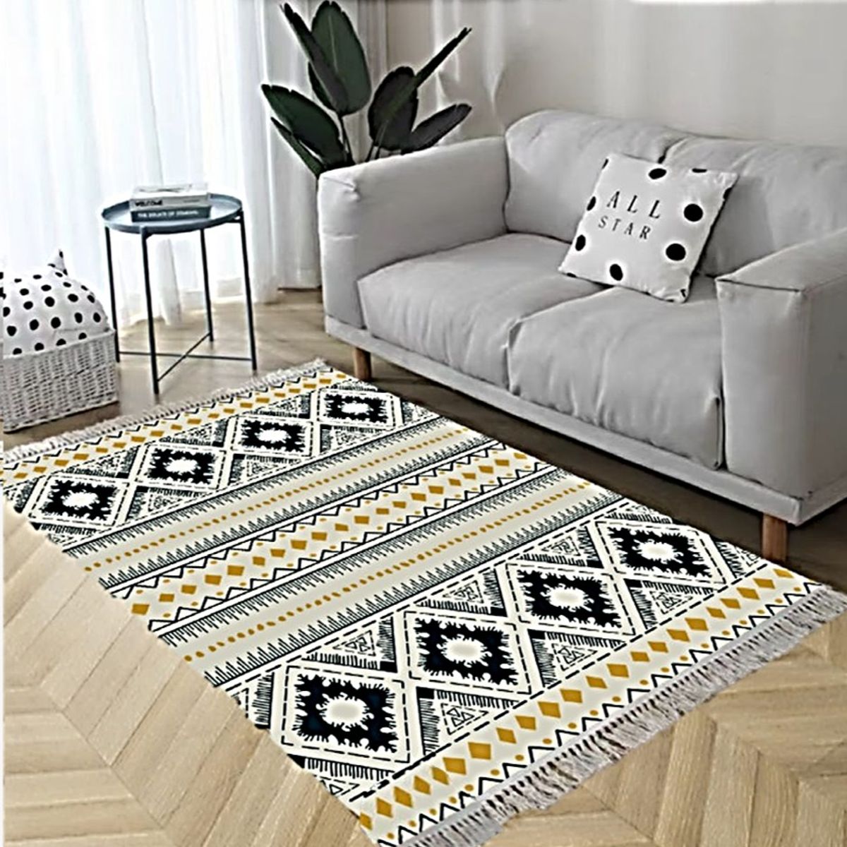 DIANA - ALFOMBRA DE ALGODON Y LINO CON DISEÑO NORDICO VINTAGE 160cm x 200cm