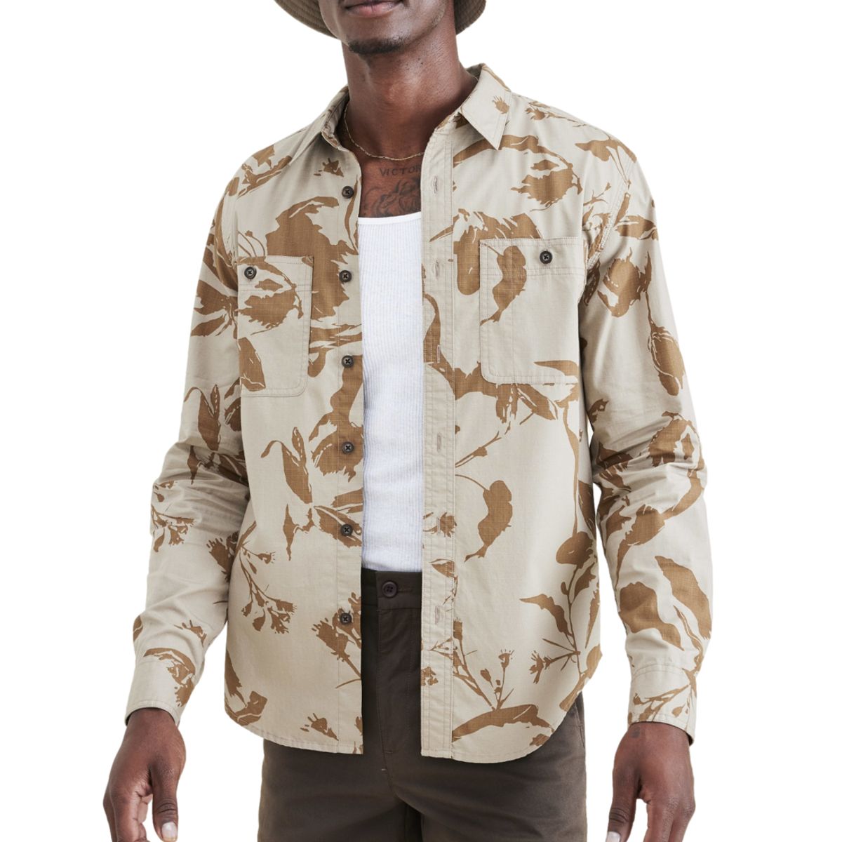 DOCKERS - Camisa Hombre Work Regular Fit Café Dockers