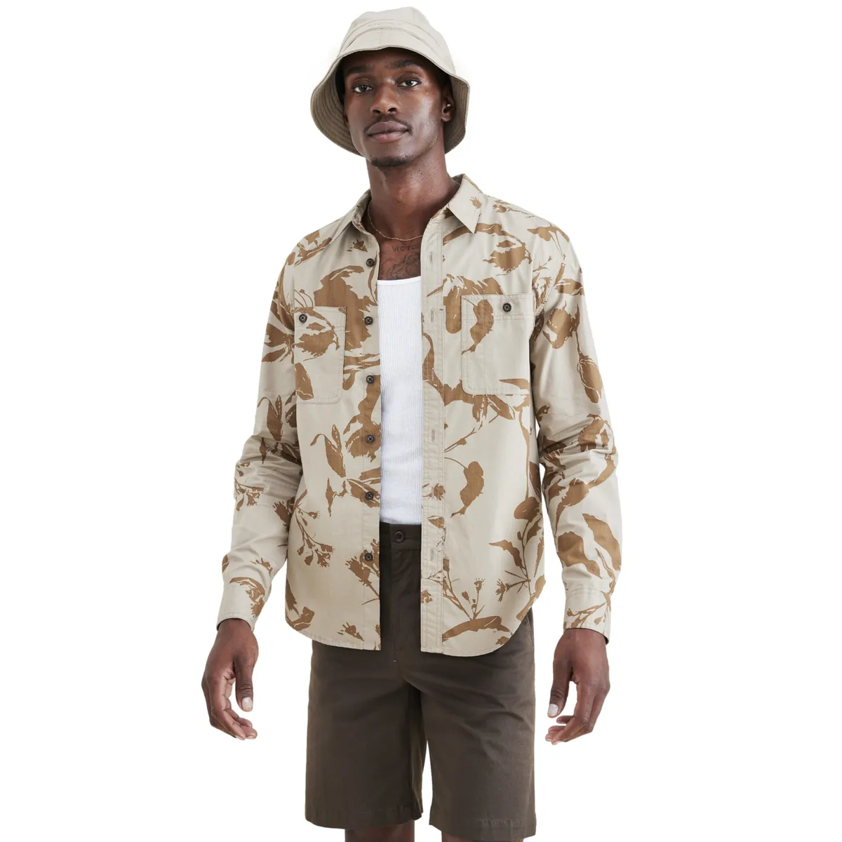 DOCKERS - Camisa Hombre Work Regular Fit Café Dockers