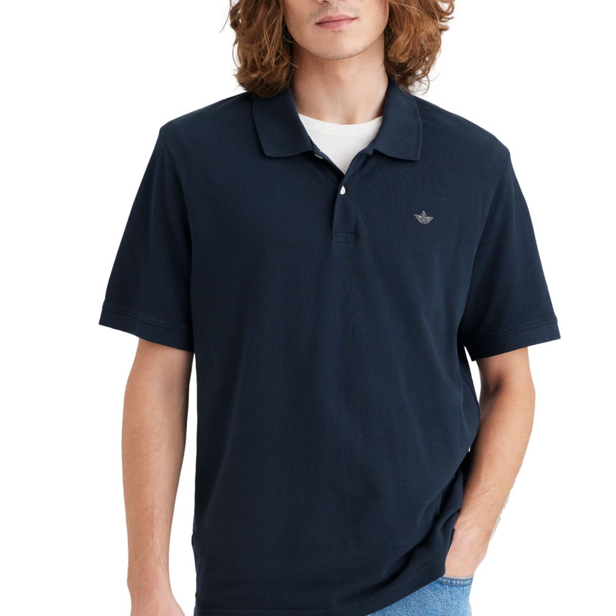 DOCKERS - Polera Hombre Polo Rib Collar Regular Fit Azul Dockers_.