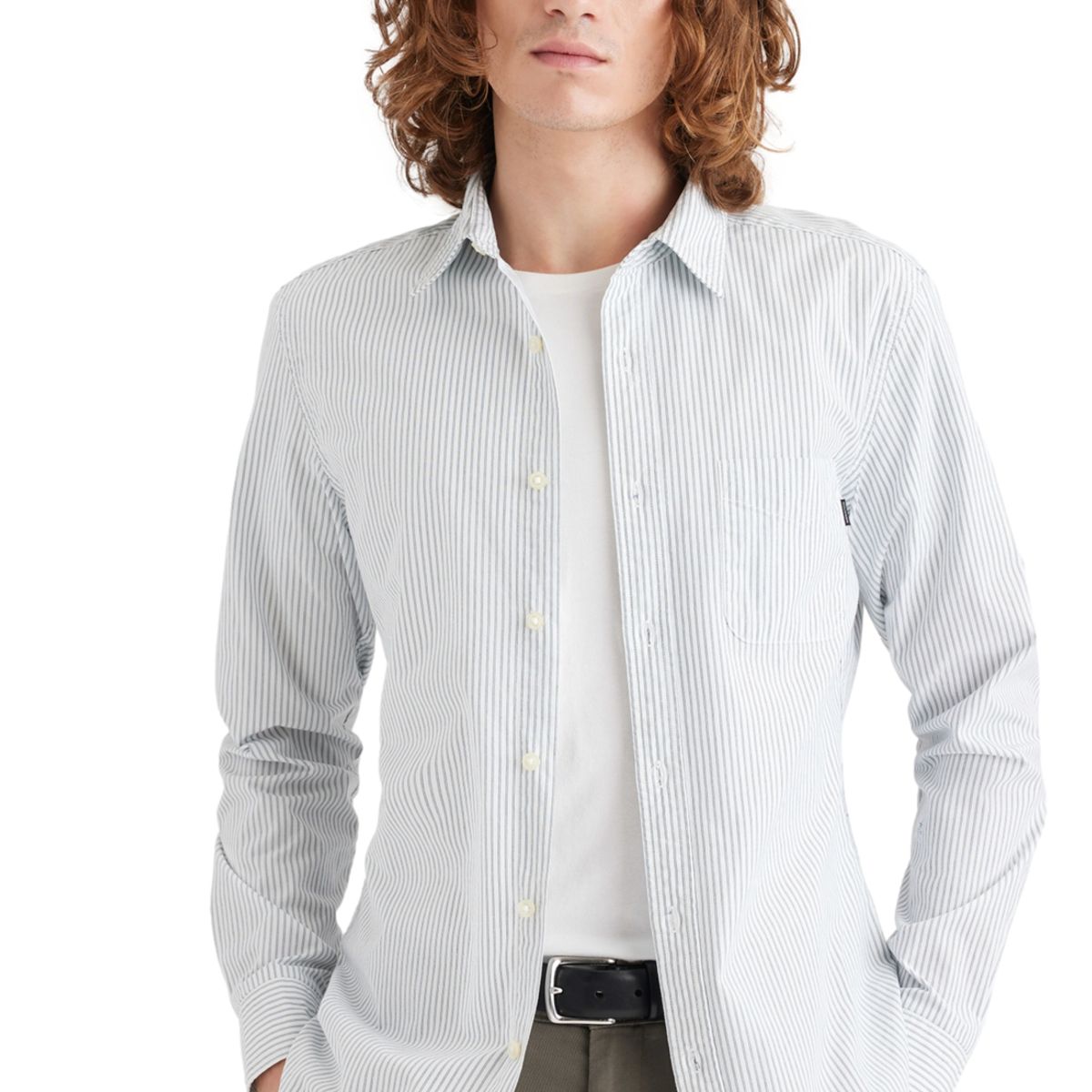 DOCKERS - Camisa Hombre Original Button-Up Slim Fit Rayas Azul Dockers