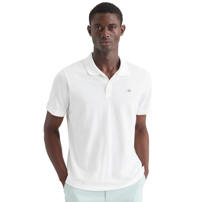 DOCKERS - Polera Hombre Polo Rib Collar Regular Fit Blanco Dockers