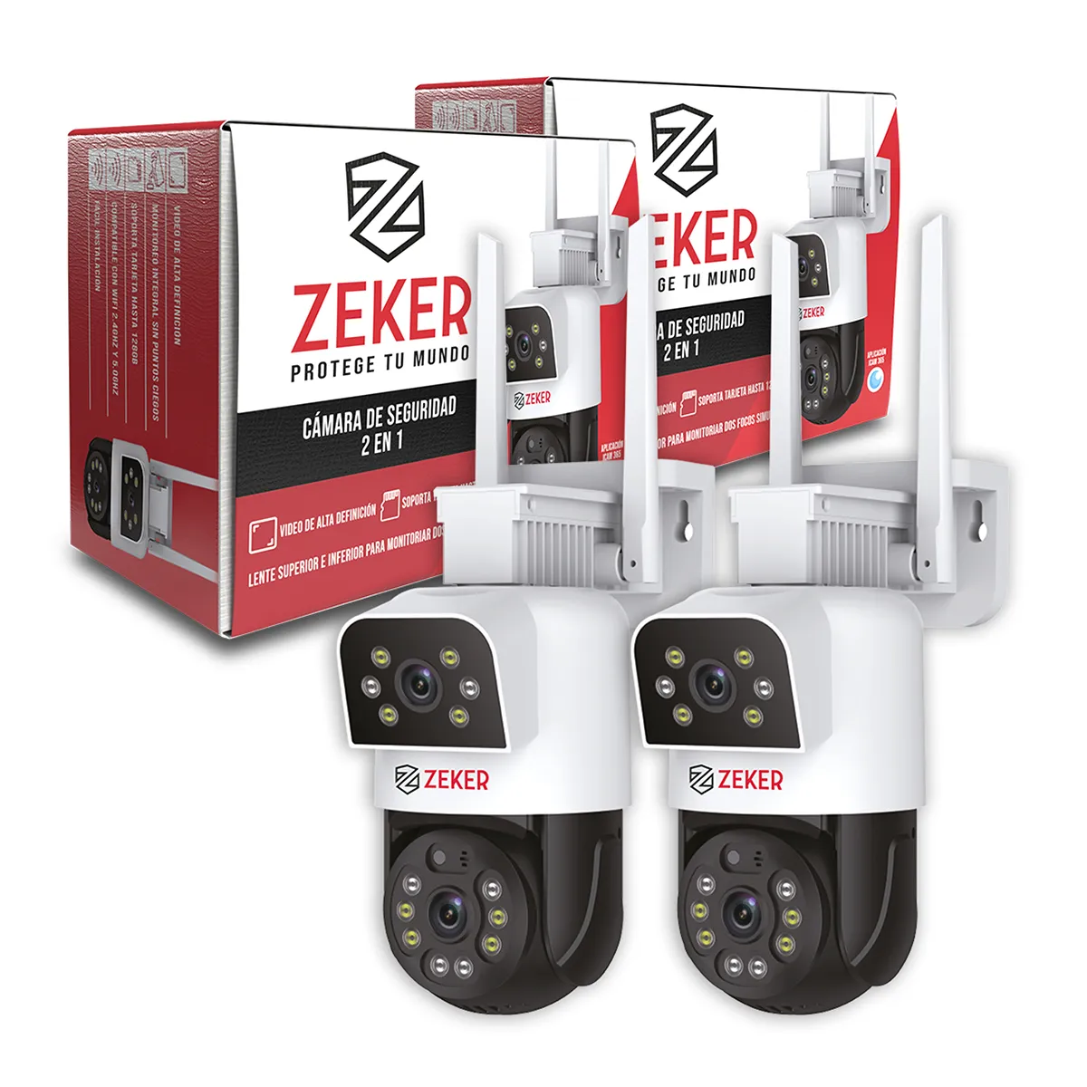 ZEKER - Pack x2 Cámara De Seguridad 5G Zeker Doble 4MP Impermeable