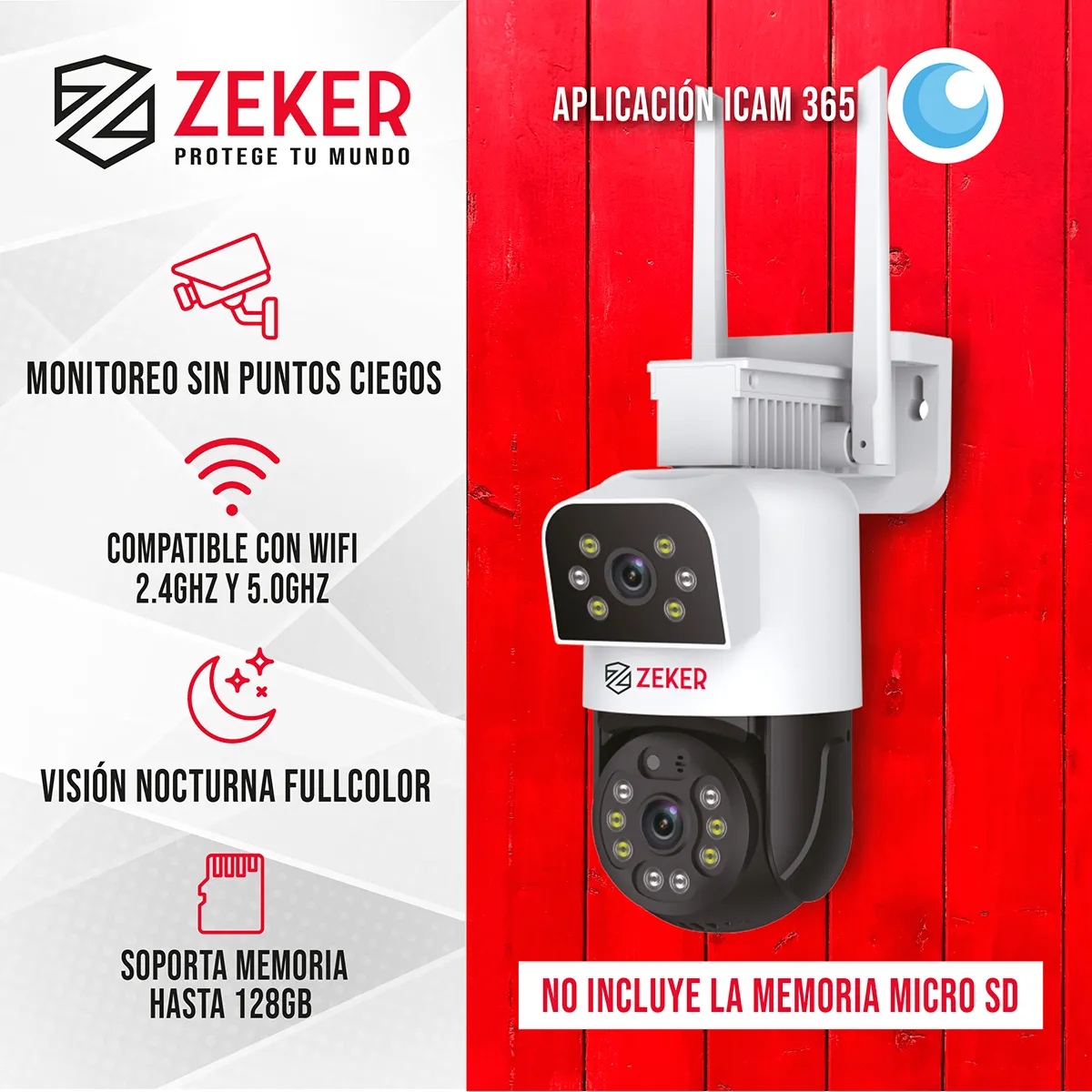 ZEKER - Pack x2 Cámara De Seguridad 5G Zeker Doble 4MP Impermeable
