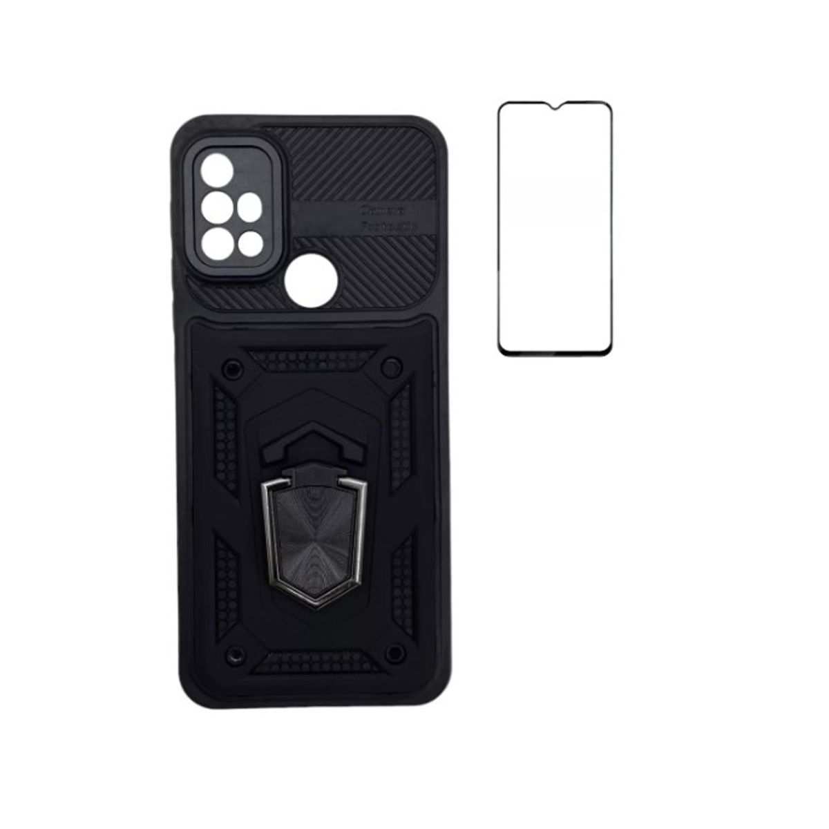 GENERICO - Carcasa Antishock Para Motorola G30 Negro+ Lamina Pantalla