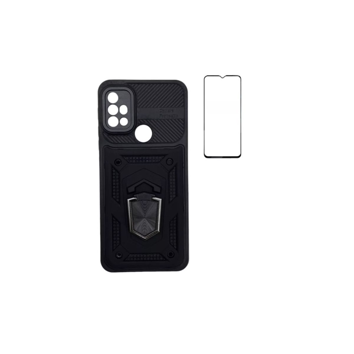 GENERICO - Carcasa Antishock Para Motorola G30 Negro+ Lamina Pantalla