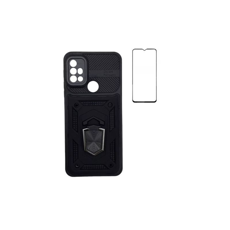 GENERICO - Carcasa Antishock Para Motorola G30 Negro+ Lamina Pantalla