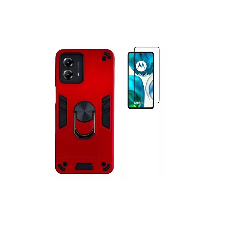 GENERICO - Carcasa Antishock Para Motorola G34 Rojo + Lamina Pantalla