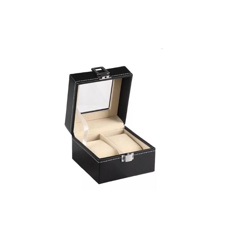 GENERICO - Organizador Estuche Caja 2 Relojes Exhibidor Elegante Joyas