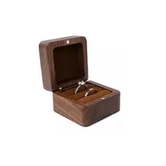 GENERICO - Caja Anillo Compromiso Cuadrado De Madera Exhibidor Joyería Café