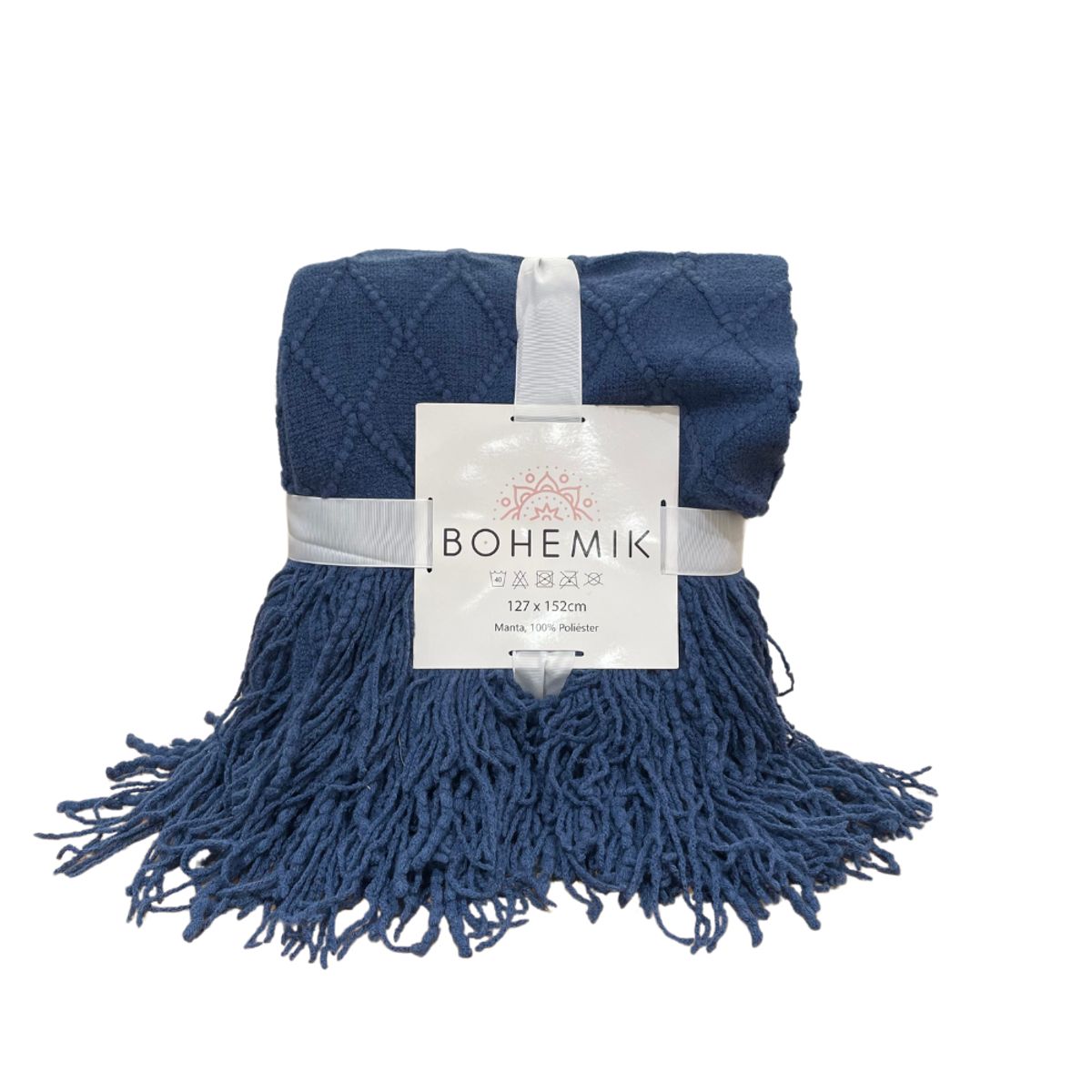 BOHEMIK - Manta Rustic Blue diseño texturizado