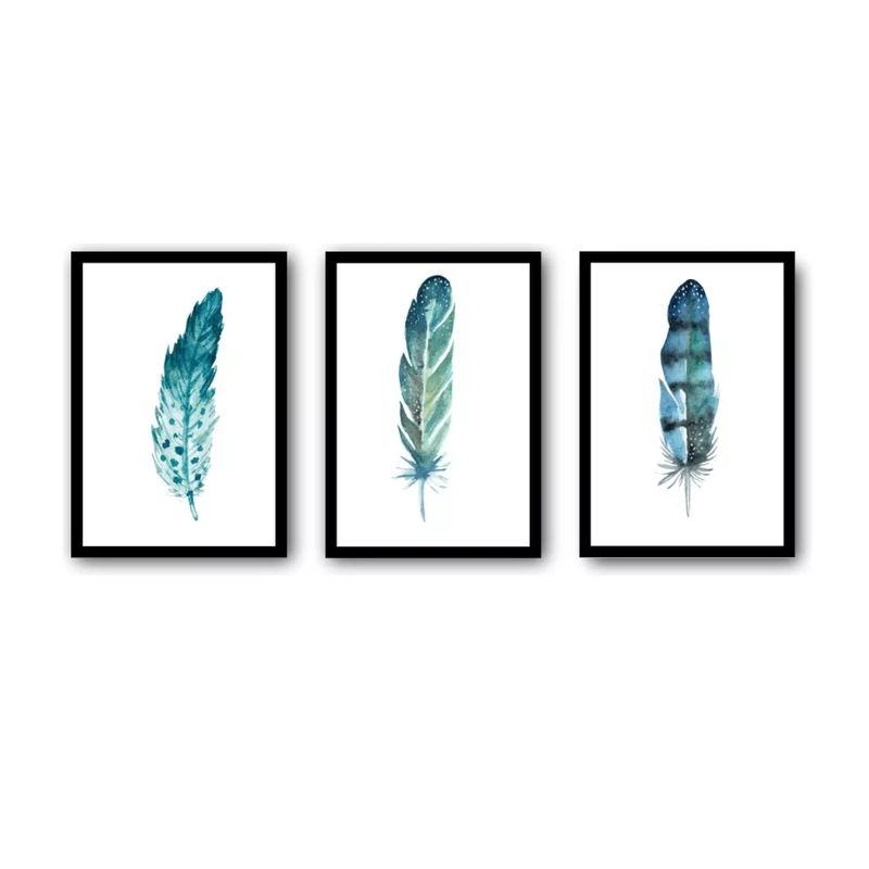 GENERICO - Set Cuadros Decorativos Casa Decoracion Plumas Moderno